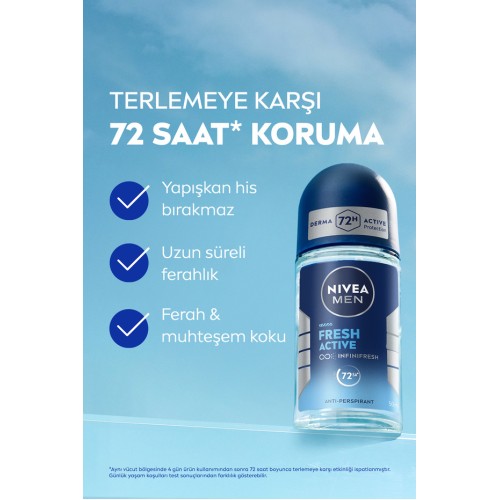 Nivea Men Fresh Active Roll-on Deodorant 50 ml x 3 Adet Nivea Men Fresh Active Roll-on Deodorant 50 ml x 3 Adet